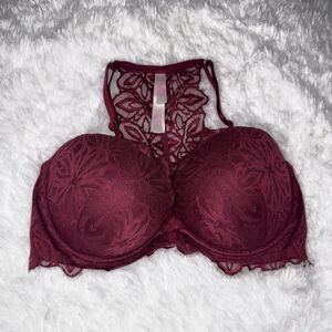 PINK by Victoria's Secret Date Racerback Front Closure Lace Halter Bra Sz 36DD